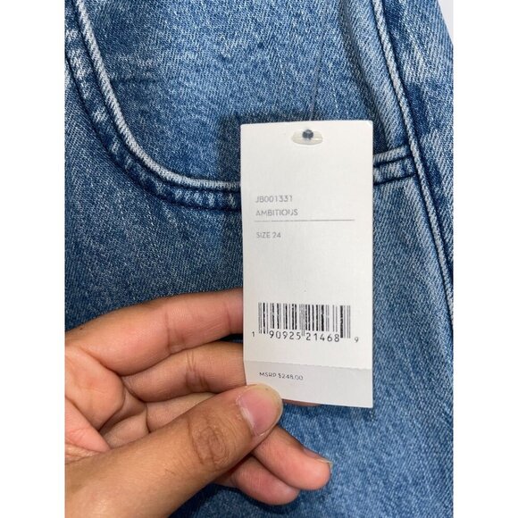 NWT J Brand Wynne High-Rise Straight Crop Jeans Size 24 Blue  Raw Hem - Picture 5 of 15